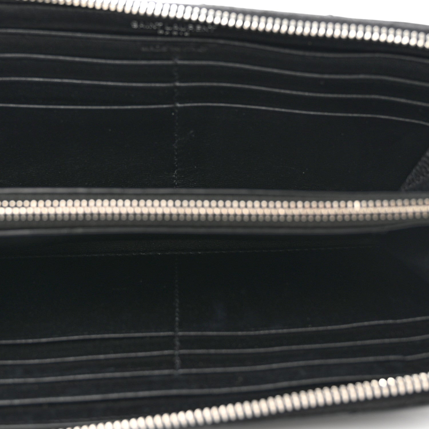 Saint Laurent Calfskin Matelasse Chevron Monogram Zip Around Wallet Black 5 of 7