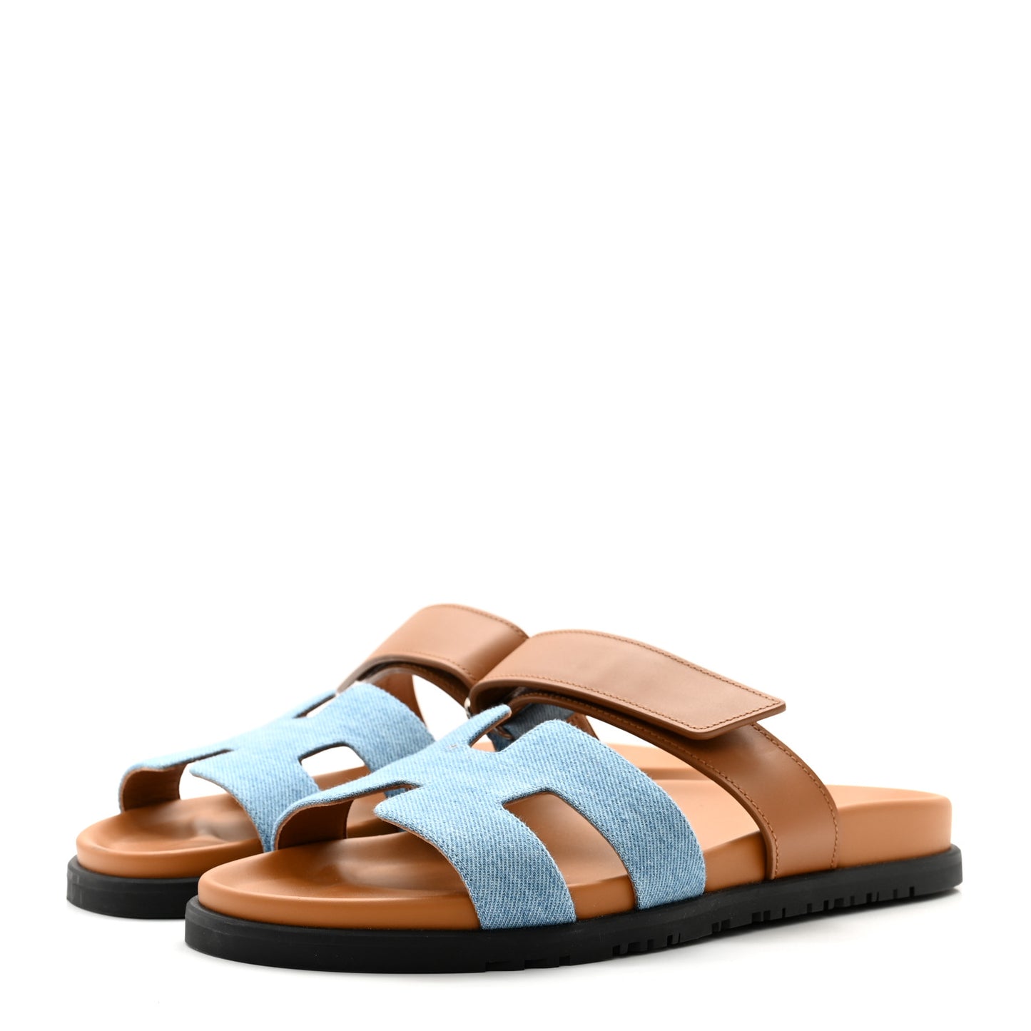 Denim Calfskin Womens Chypre Sandals 40.5 Bleu Clair Naturel