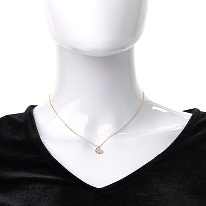 Van Cleef & Arpels 18K Yellow Gold Mother of Pearl Sweet Alhambra Butterfly Pendant Necklace 2 of 6