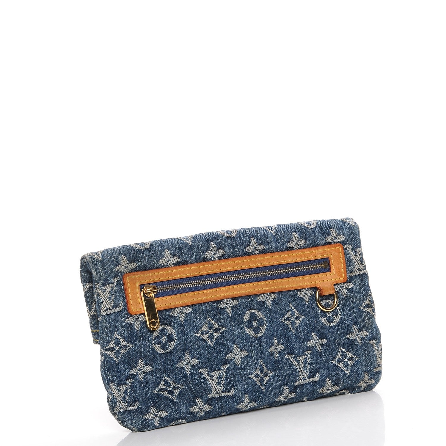 Louis Vuitton Monogram Denim Pochette Plat Clutch Blue 3 of 7