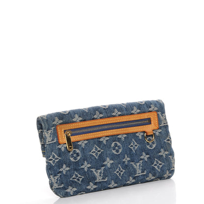 Louis Vuitton Monogram Denim Pochette Plat Clutch Blue 3 of 7
