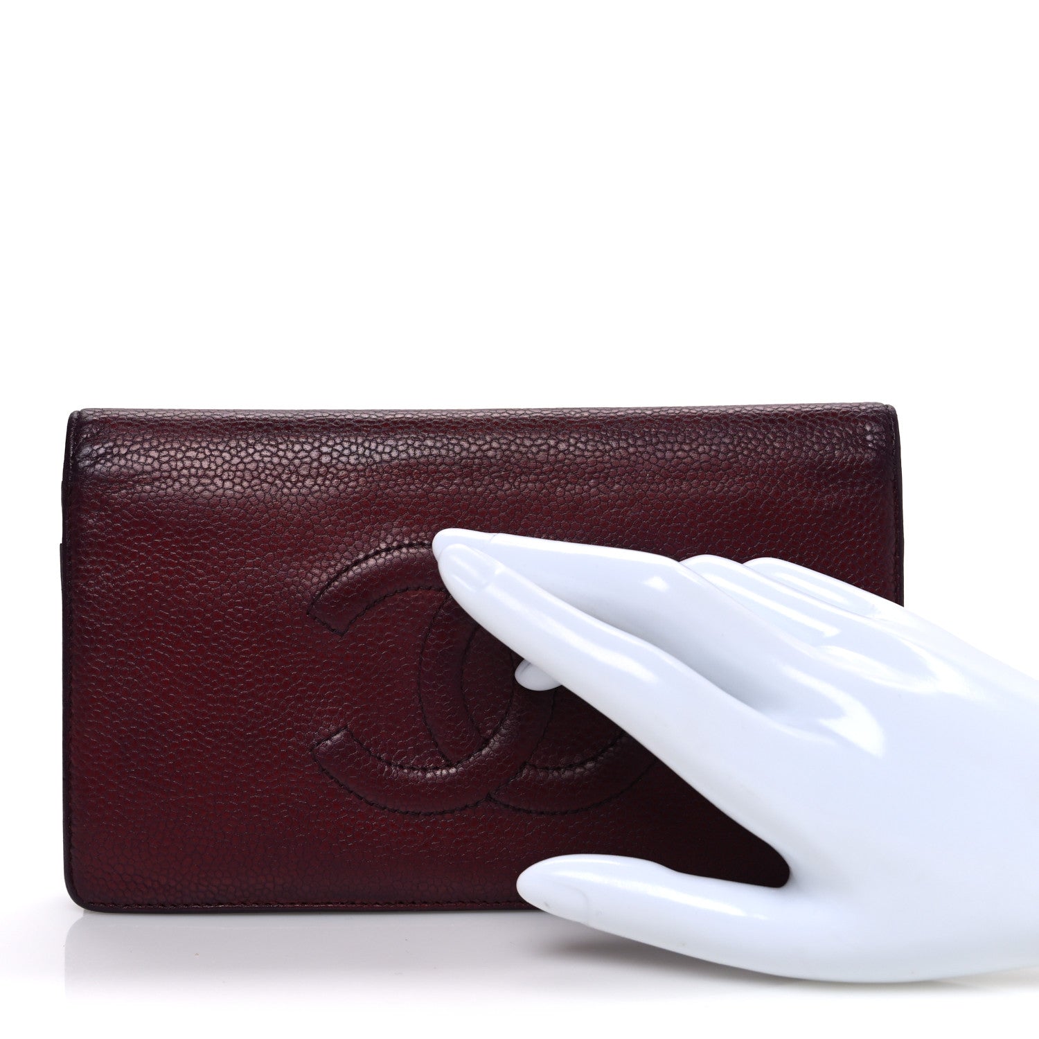 Chanel Caviar Timeless CC Yen Wallet Burgundy 2 of 8