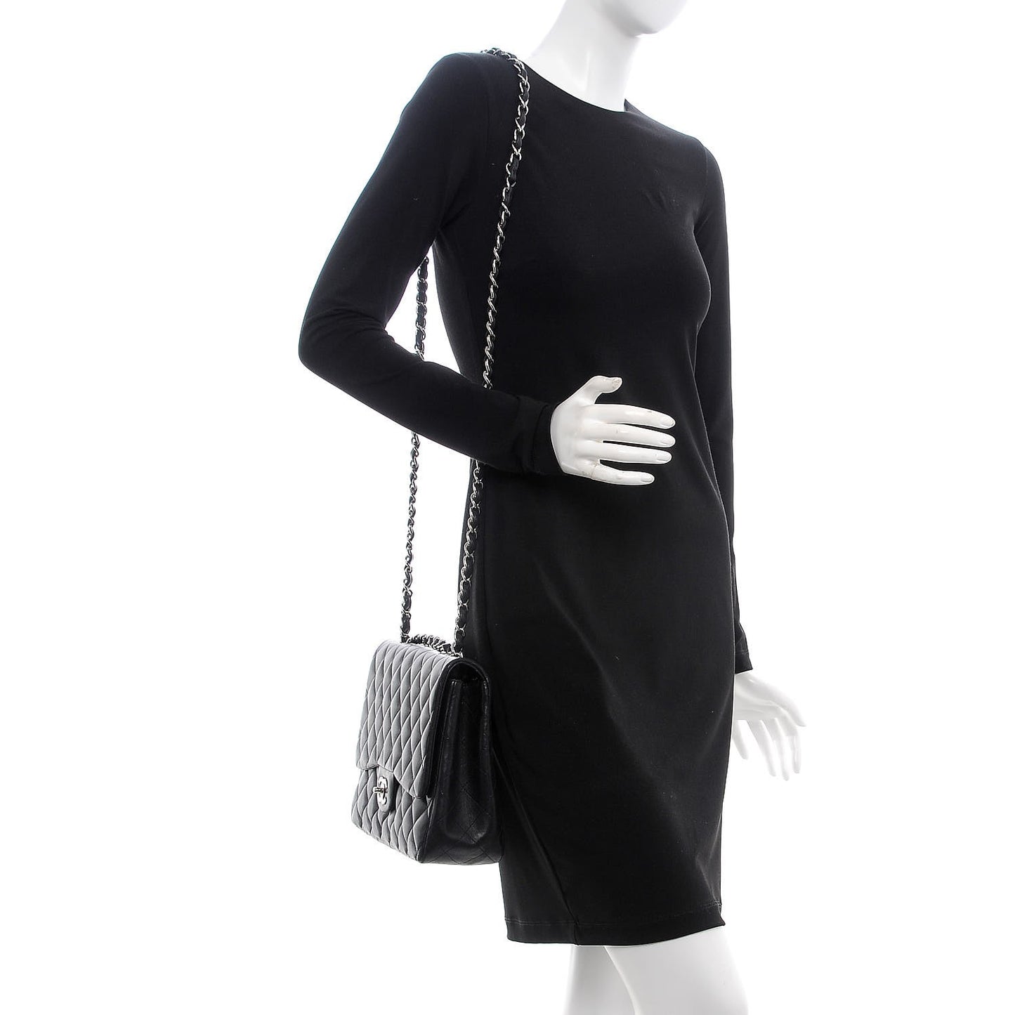 Lambskin Quilted Jumbo Single Flap Black