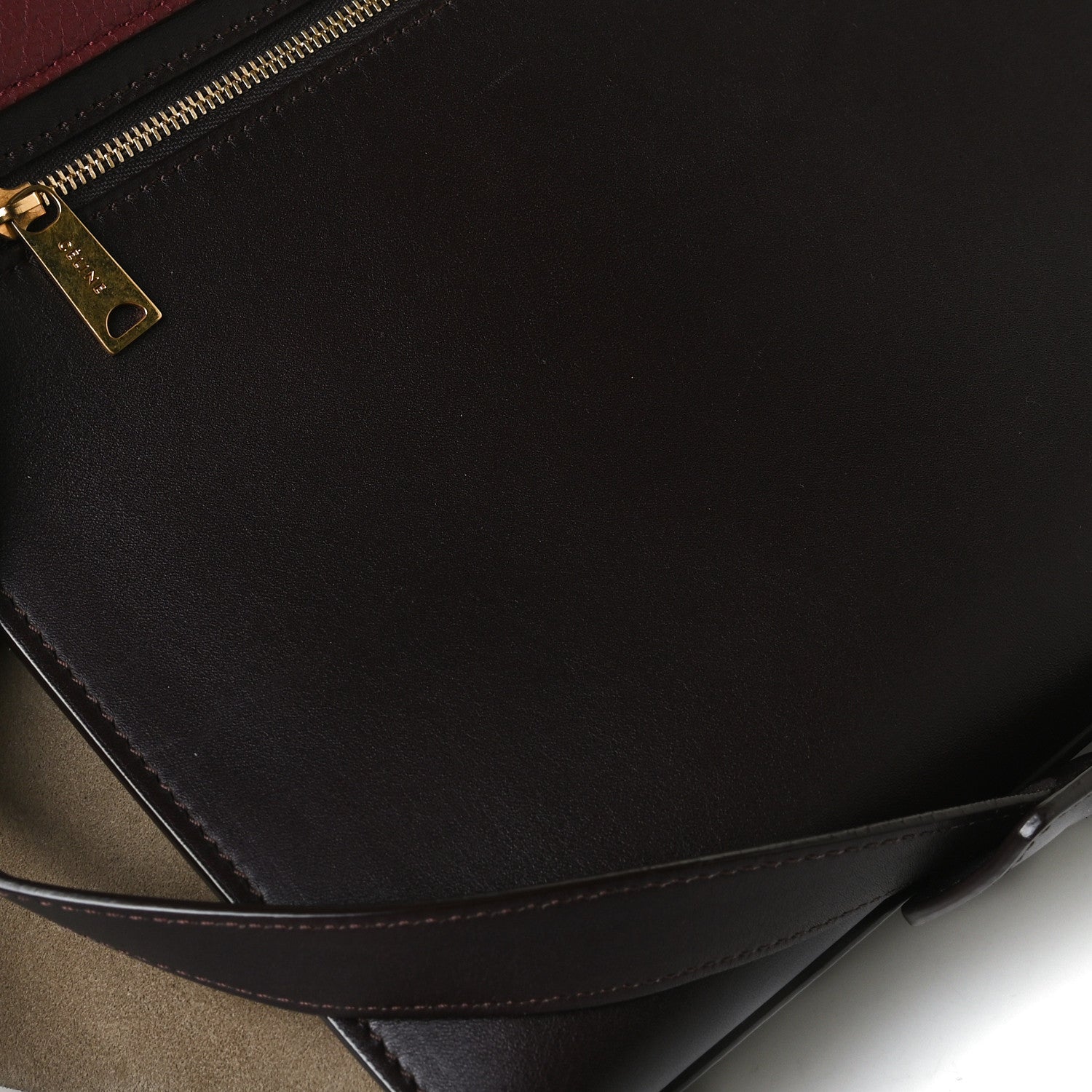 Celine Textured Calfskin Suede Tri-Color Large Trapeze Burgundy 17 of 22