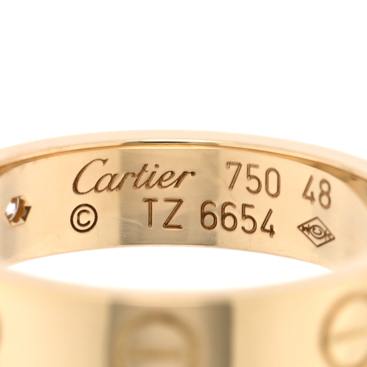 Cartier 18K Yellow Gold Diamond 4mm LOVE Wedding Band Ring 48 4.5 4 of 4