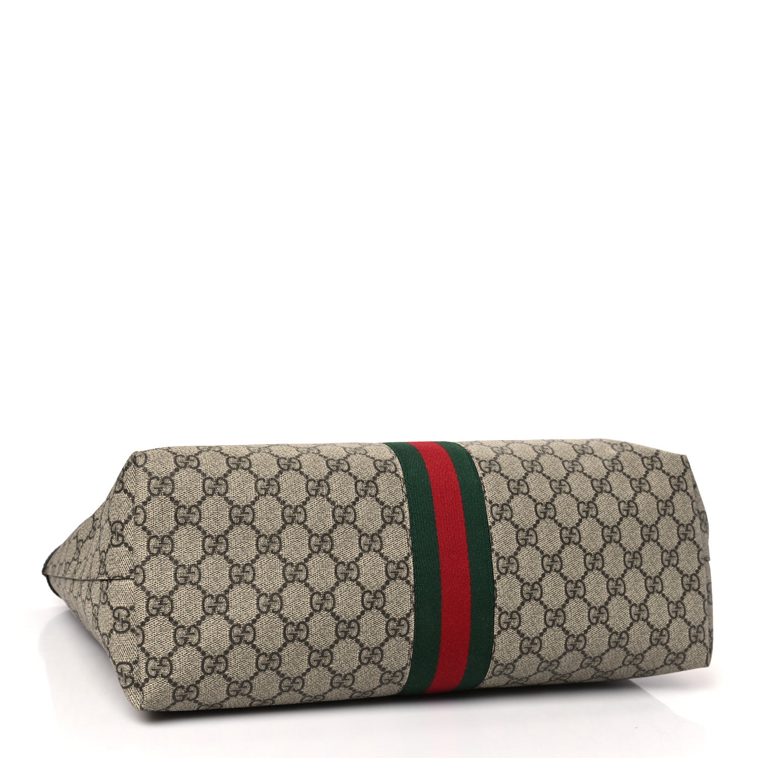 Gucci GG Supreme Monogram Textured Calfskin Web Medium Ophidia Shopping Tote Beige Ebony New Acero 4 of 10