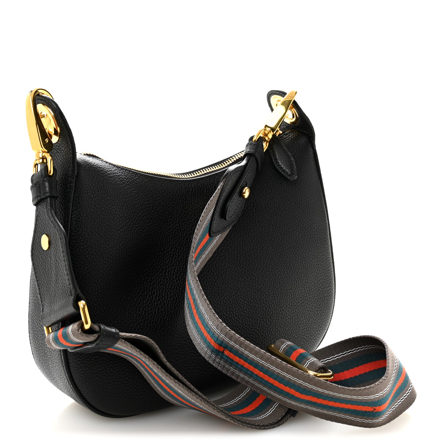 Prada Vitello Phenix Small Zippered Messenger Hobo Black 3 of 10