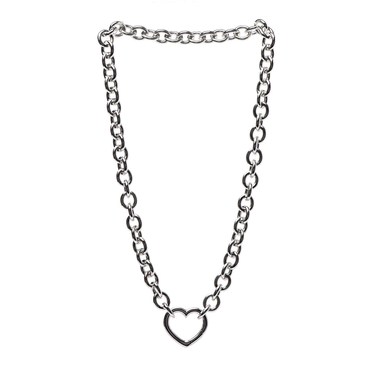 Sterling Silver Heart Clasp Choker Necklace