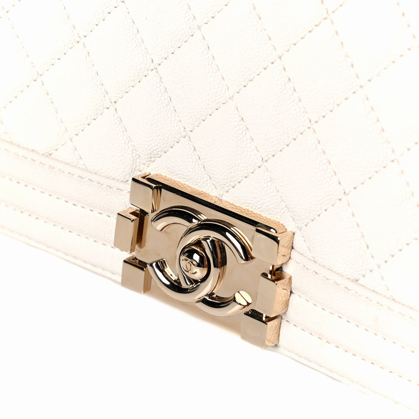 Calfskin Quilted Medium Boy Flap White