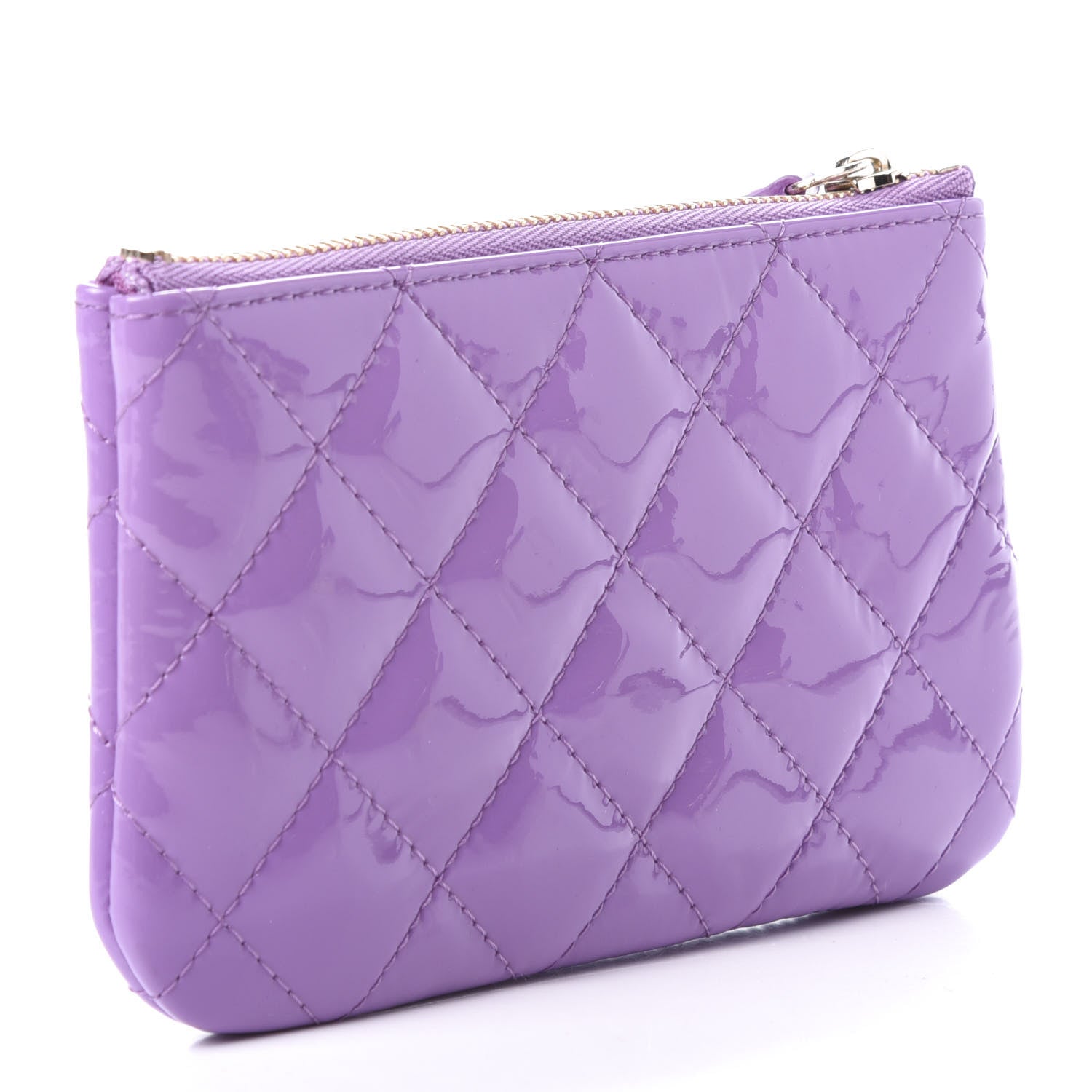 Chanel Patent Quilted Small Cosmetic Case Purple 3 of 8