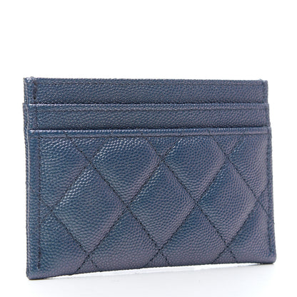 Chanel Iridescent Caviar Quilted Card Holder Dark Blue 3 of 8