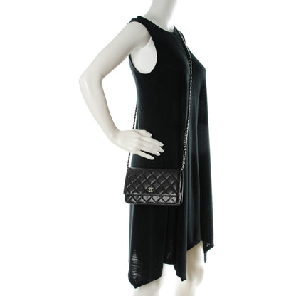 Chanel Lambskin Quilted Wallet On Chain WOC Black 2 of 8