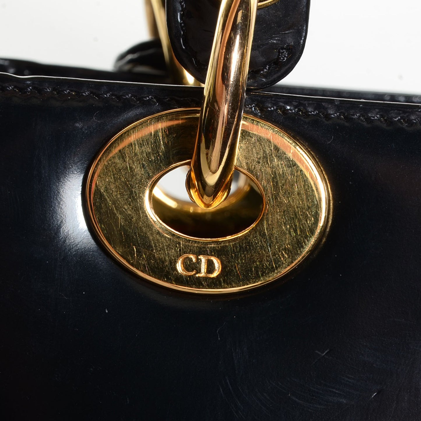 Vintage Patent Medium Lady Dior Black