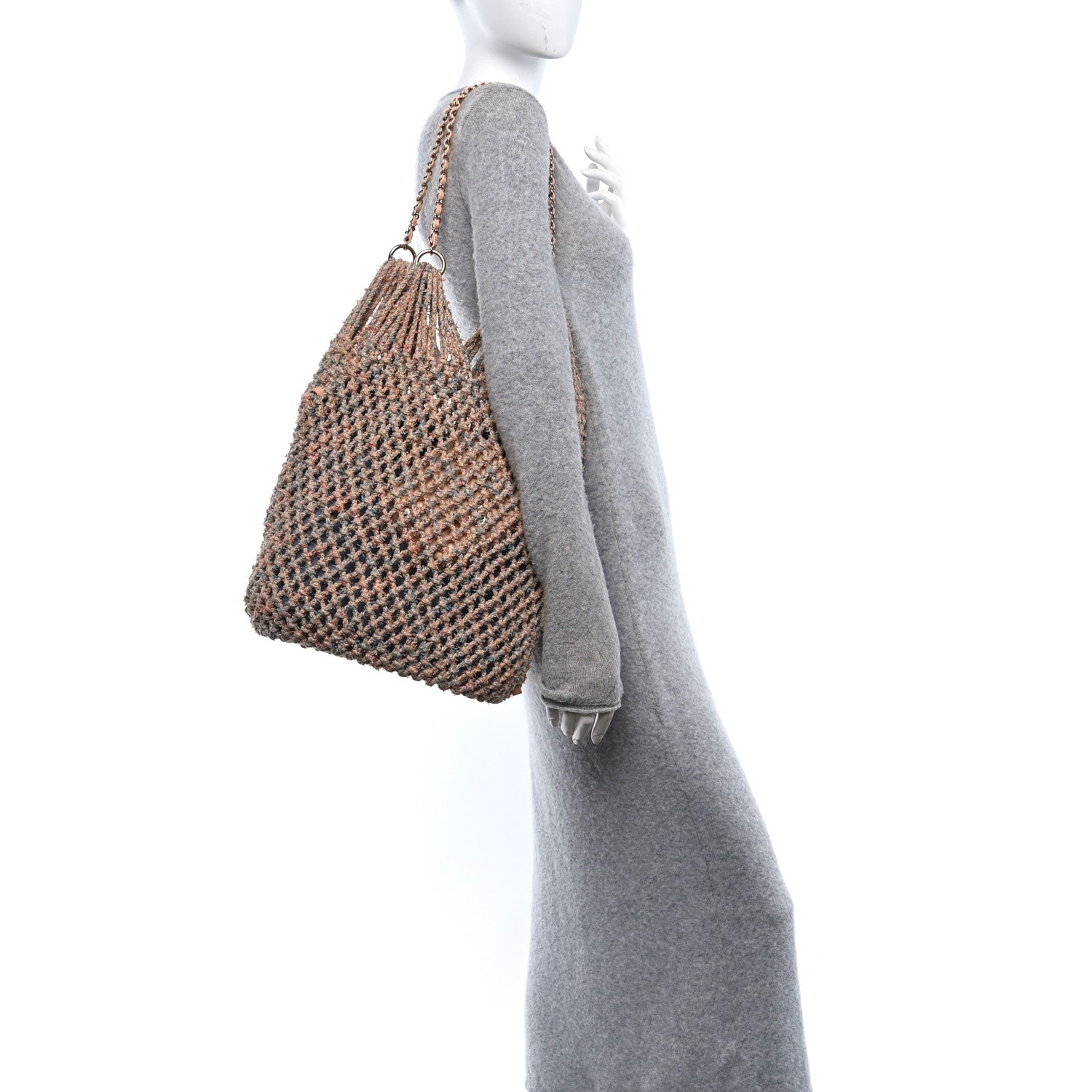 Chanel Lambskin Mixed Fibers Large Shopping Bag Beige Pink 2 of 11