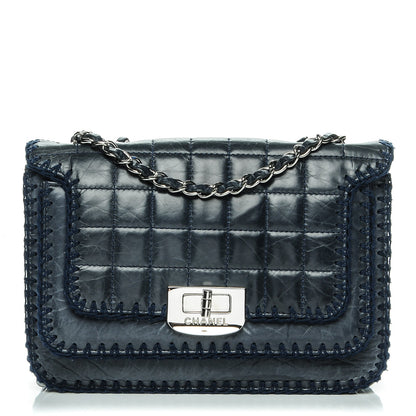 Chanel Aged Calfskin Square Quilted Mademoiselle Crochet Flap Navy 1 of 8