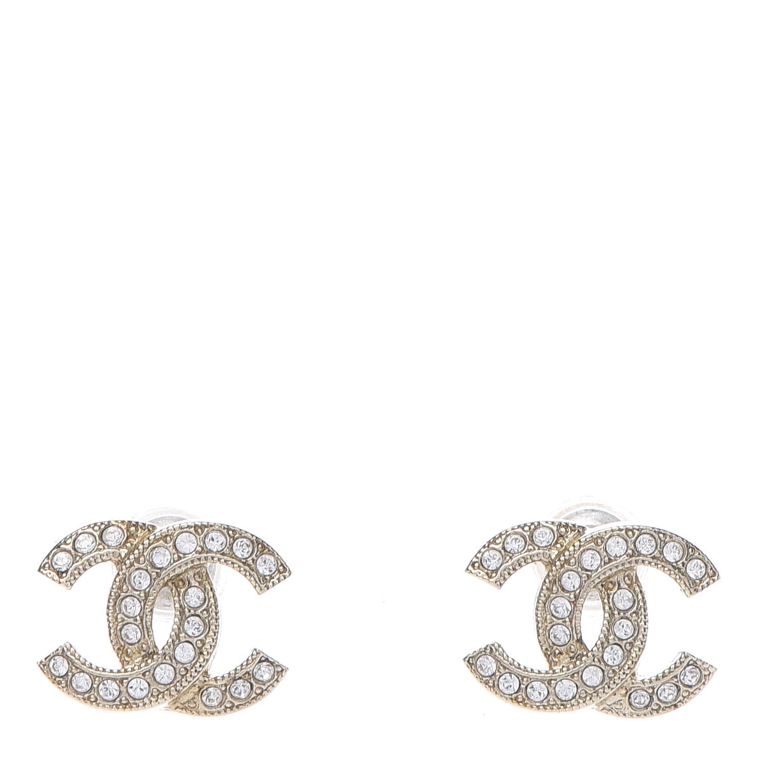Chanel Crystal Mini Timeless CC Earrings Gold 1 of 5