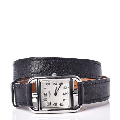 Hermes Stainless Steel Barenia 23mm Cape Cod Double Tour Quartz Watch Noir 3 of 7