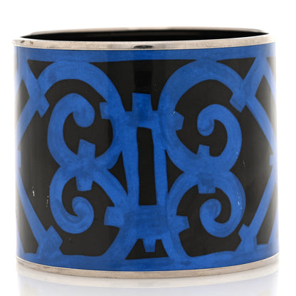 Hermes Enamel Printed Mega Wide Balcons du Guadalquivir Bracelet 65 Black Blue 3 of 4