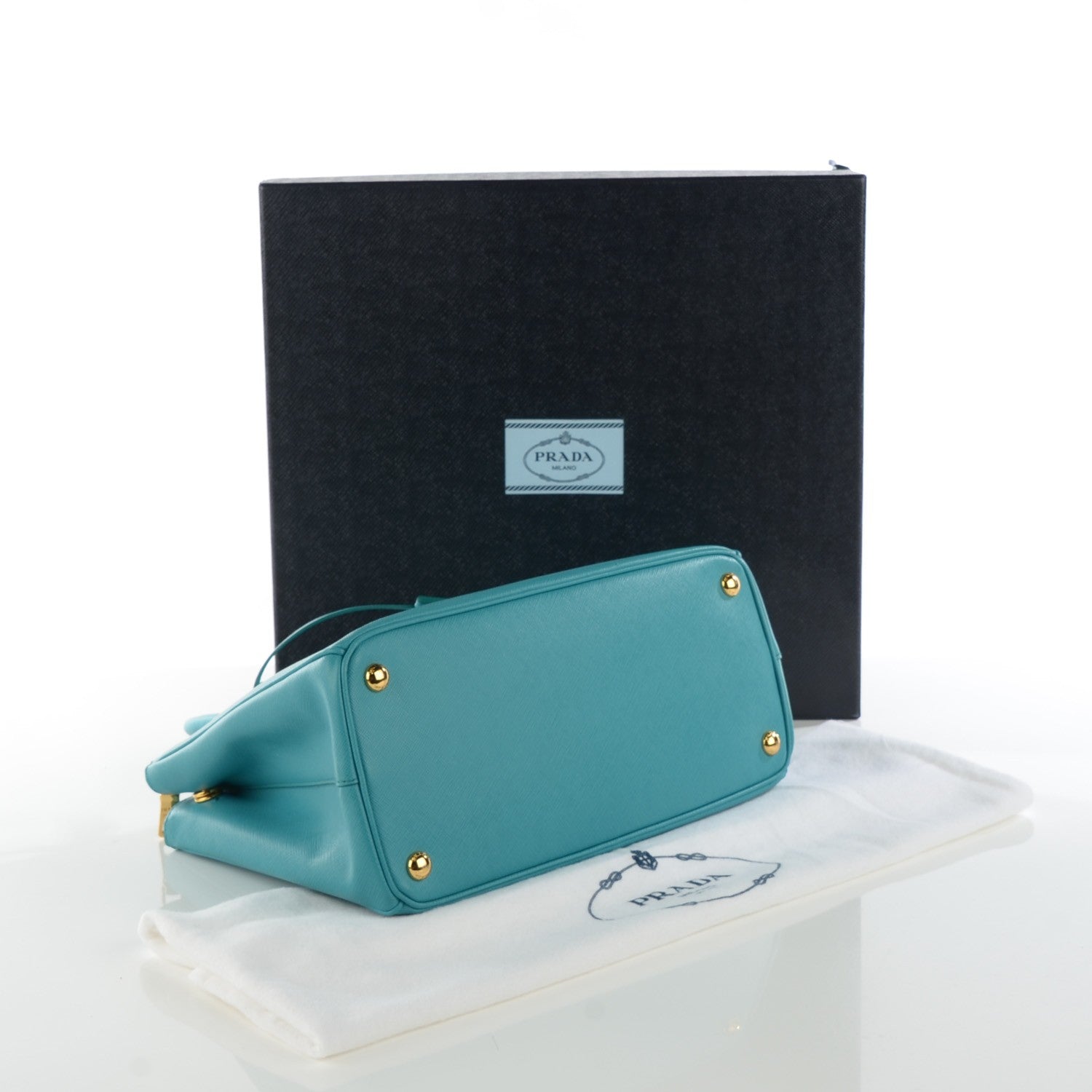 Prada Saffiano Galleria Small Double Zip Tote Turchese 3 of 8