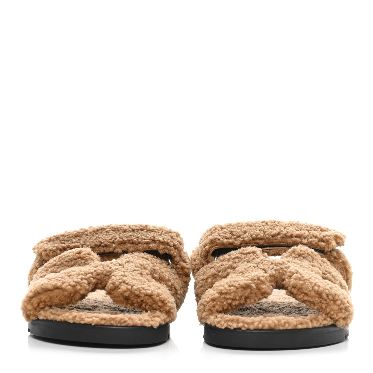 Hermes Woolskin Womens Chypre Sandals 38.5 Beige Argile 2 of 8