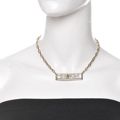 Chanel Crystal Chain Short Logo Necklace Gold 2 of 4