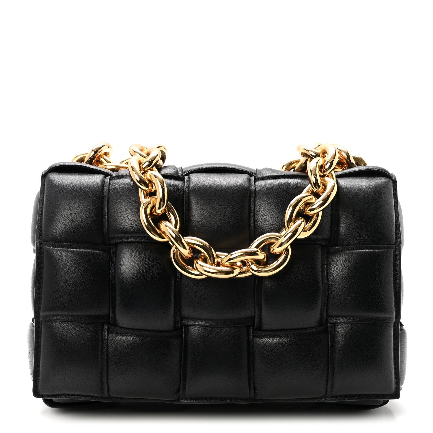 Bottega Veneta Lambskin Maxi Intreccio Padded Chain Cassette Crossbody Bag Black 1 of 9