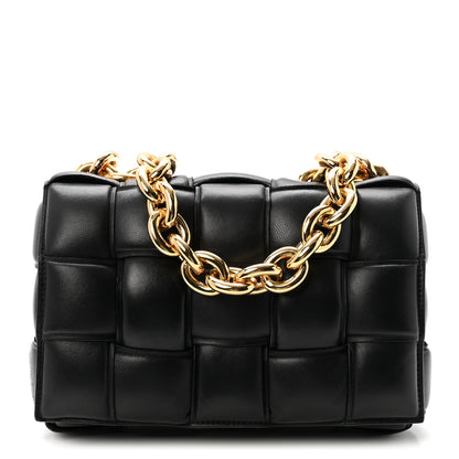 Bottega Veneta Lambskin Maxi Intreccio Padded Chain Cassette Crossbody Bag Black 1 of 9
