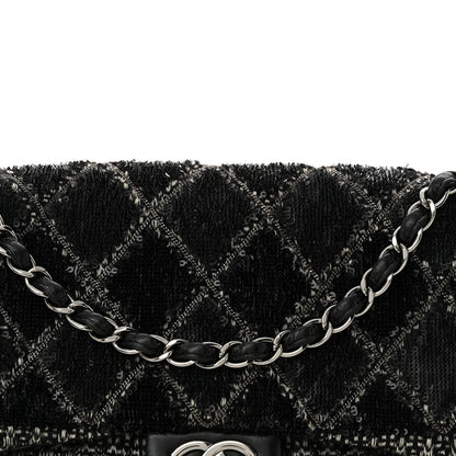Chanel Sequin Tweed Icons Large Accordion 3 Flap Black 8 of 13