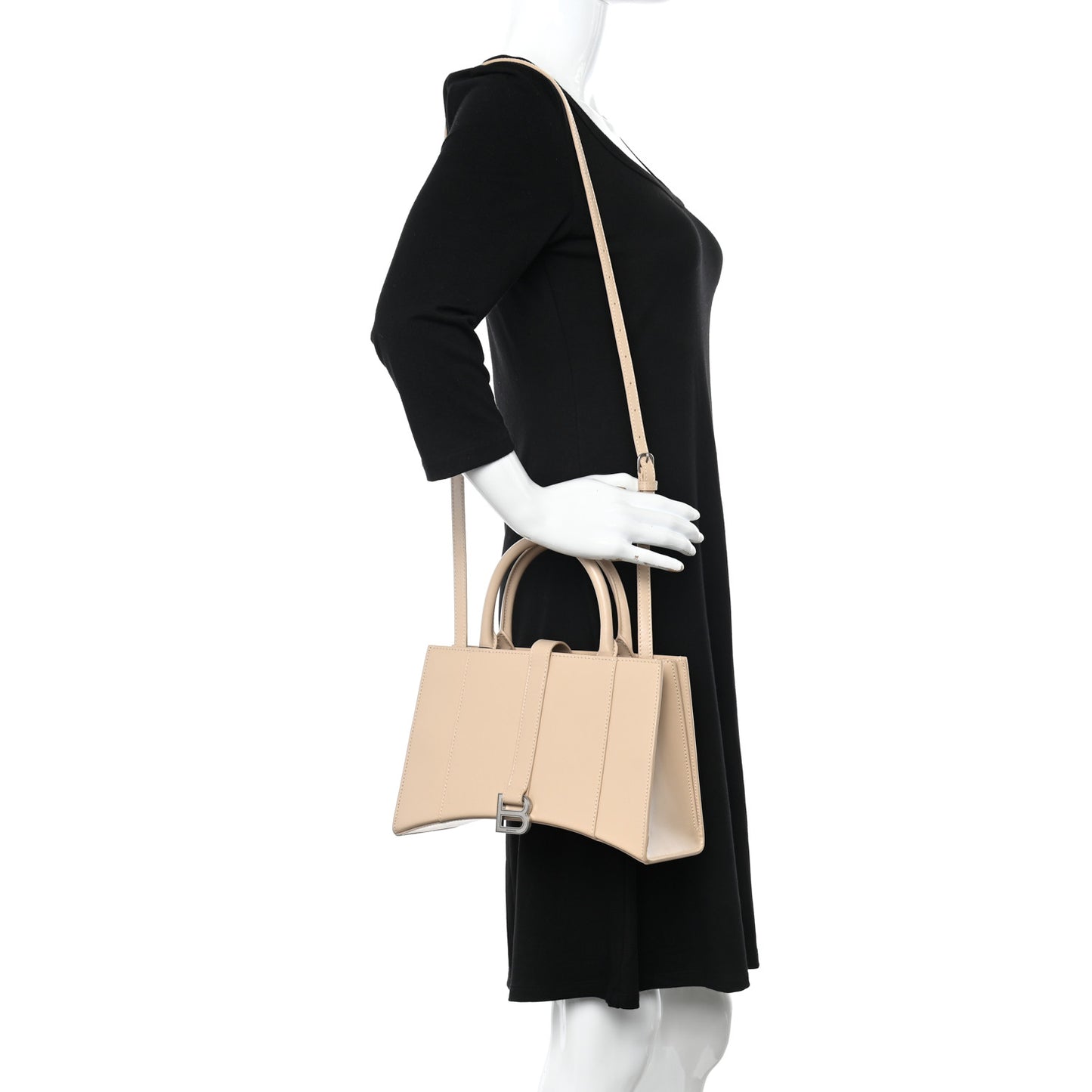 Smooth Calfskin XS Hourglass East West Tote Light Beige