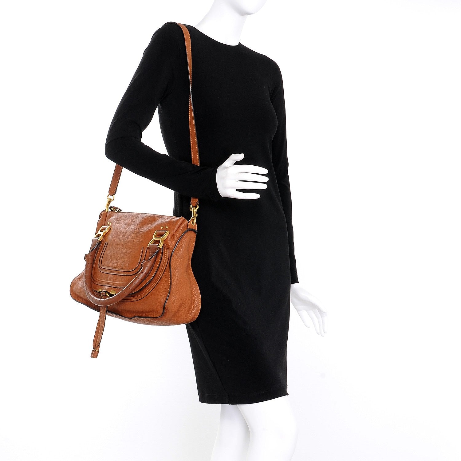 Chloe Calfskin Medium Marcie Satchel Tan 2 of 13