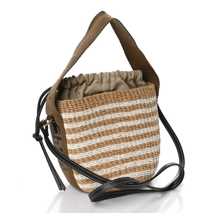 Chloe Raffia Calfskin Small Woody Striped Basket Bag Grove Brown 3 of 8
