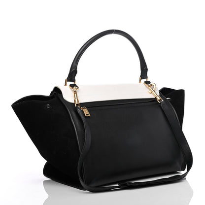 Celine Smooth Calfskin Suede Medium Bi-Color Trapeze Black 2 of 4