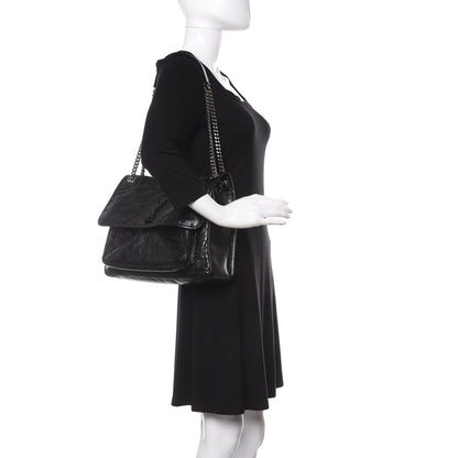 Saint Laurent Crinkled Calfskin Matelasse Monogram Large Niki Chain Satchel Black 2 of 12