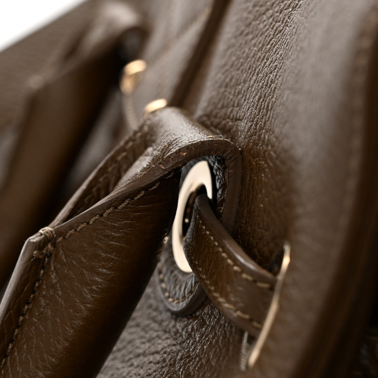 Grainy Calfskin Rosalie Satchel Dark Brown