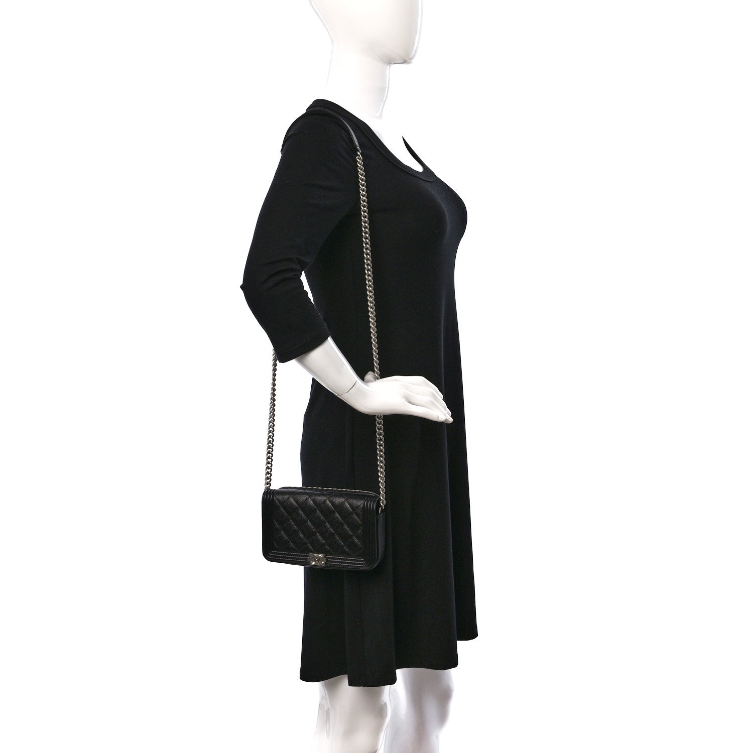 Chanel Caviar Quilted Boy Phone Holder Wallet On Chain Black 2 of 11