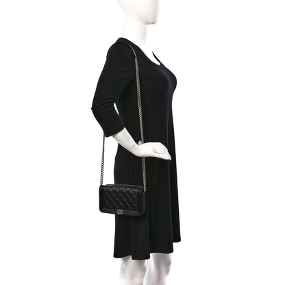 Chanel Caviar Quilted Boy Phone Holder Wallet On Chain Black 2 of 11