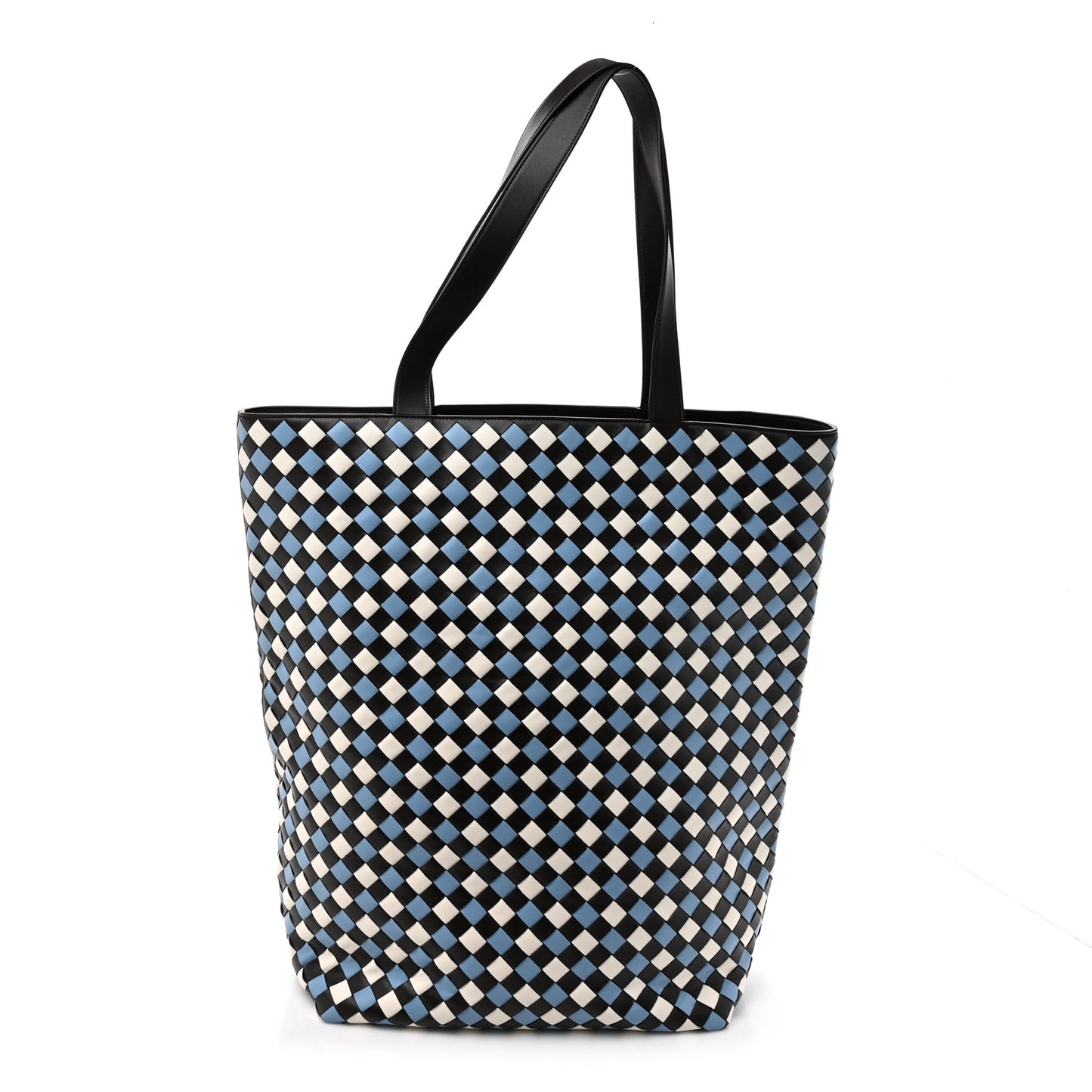 Calfskin Intrecciato Tricolor Large North South Tote Bag Fondant White Multicolor