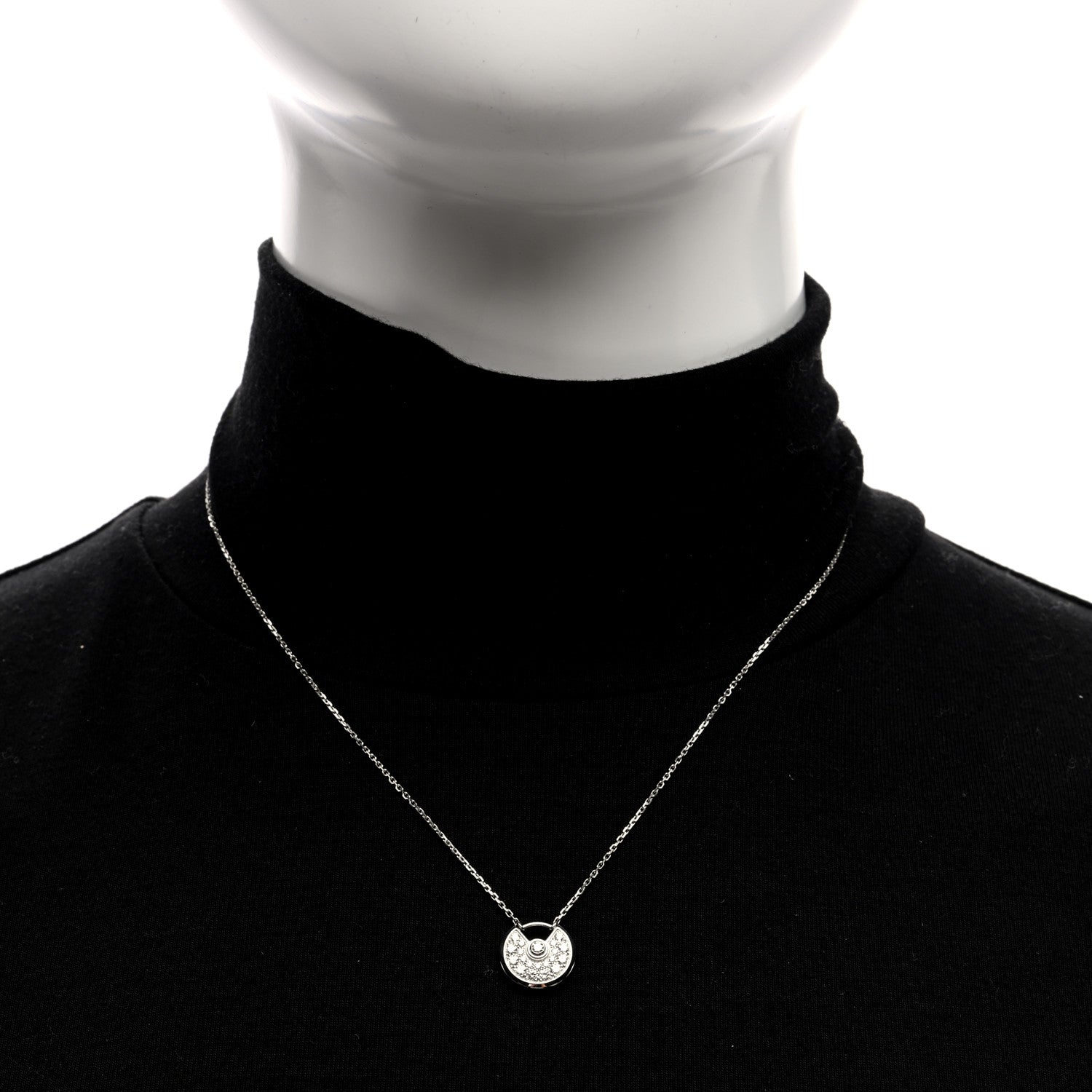 Cartier 18K White Gold Diamond XS Amulette de Cartier Pendant Necklace 3 of 5