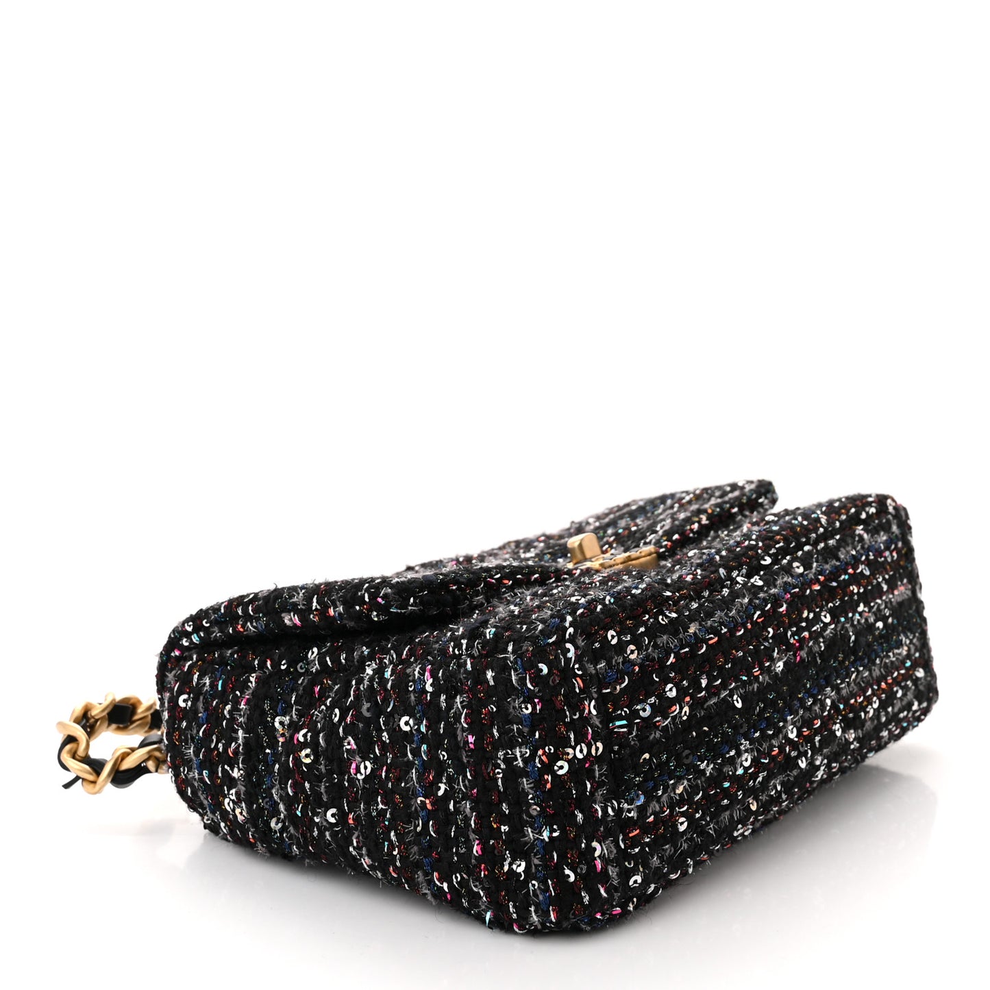 Tweed Sequin Quilted Medium Chanel 19 Flap Black Multicolor