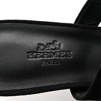 Hermes Suede Goatskin Blink Mules 37 Black 8 of 10