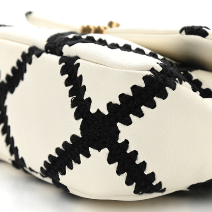 Chanel Calfskin Crochet Medium Chanel 19 Flap White Black 10 of 11