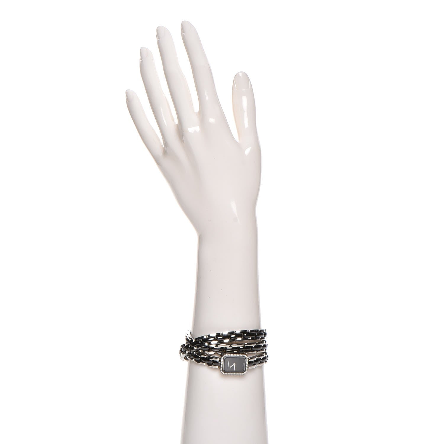 Chanel Stainless Steel Ceramic Diamond Bezel 16mm Premiere Triple Row Quartz Watch Black 2 of 7