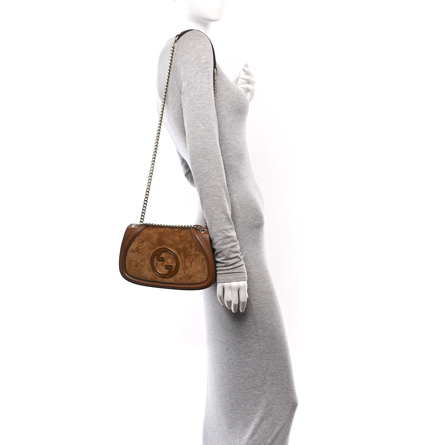 Gucci Suede Calfskin Blondie Medium Shoulder Bag Light Brown 2 of 10