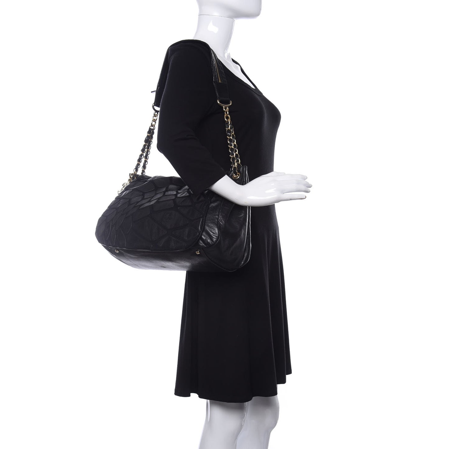 Lambskin Jersey Scales Flap Bag Black