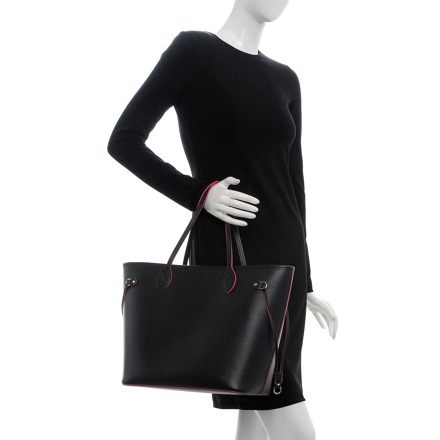 Epi Neverfull MM Black Hot Pink