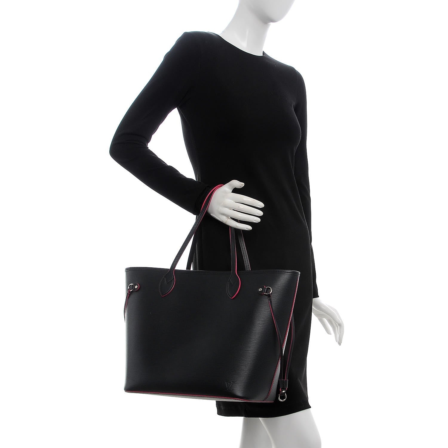 Louis Vuitton Epi Neverfull MM Black Hot Pink 2 of 12