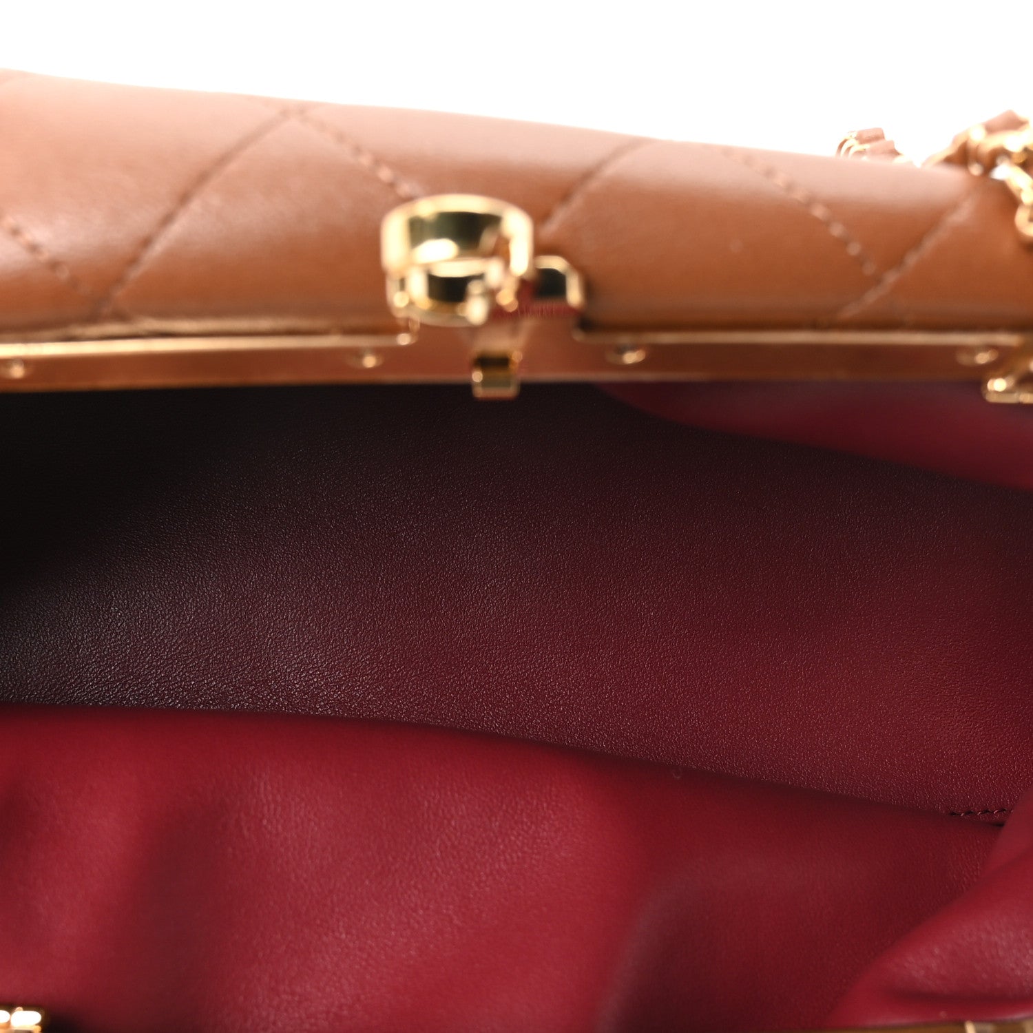 Chanel Lambskin Quilted Clutch With Chain Brown 5 of 10