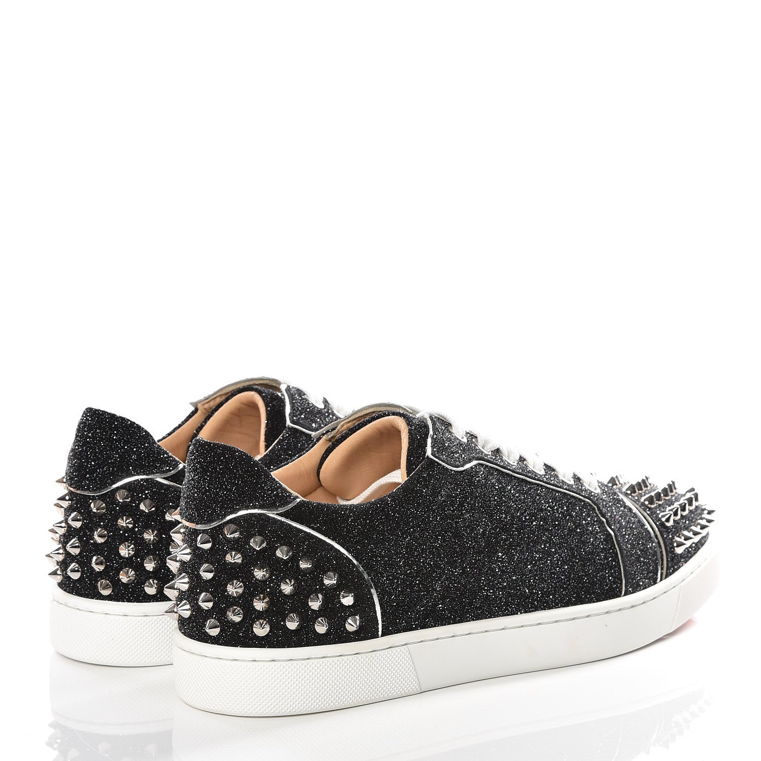 Christian Louboutin Crosta Womens Vieira Spiked Flat Comete Sneakers 39.5 Black Silver 5 of 11
