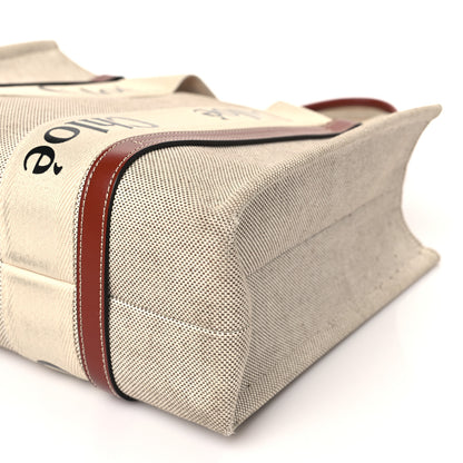 Chloe Cotton Calfskin Medium Woody Ribbon Tote White Brown 8 of 9