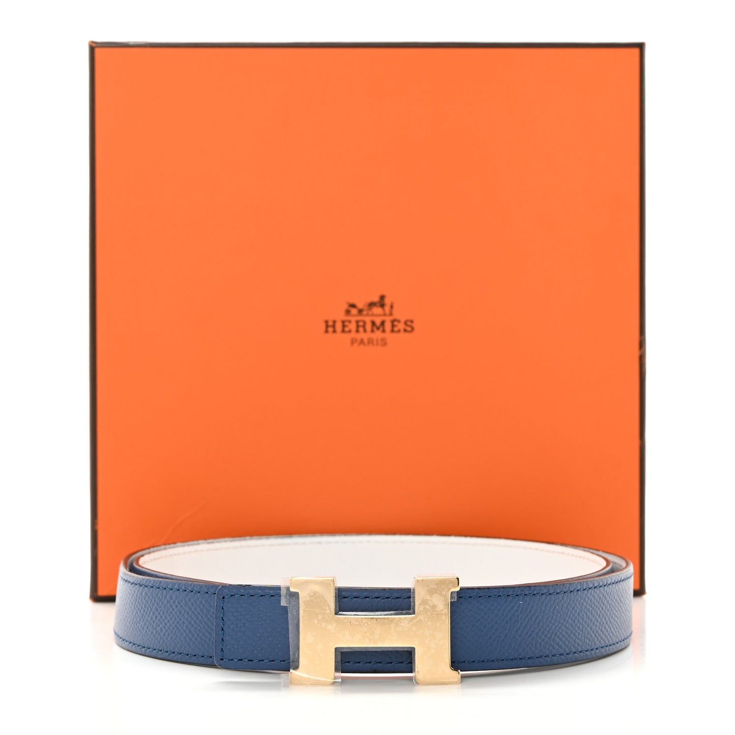 Epsom 24mm Mini Constance H Belt 85 34 Bleu Brighton White